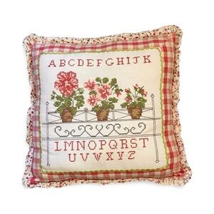Floral Cottagecore Cross stitch Decorative Pillow 16 X 16 inches